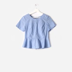 gap  ruffled short sleeve zip back peplum top